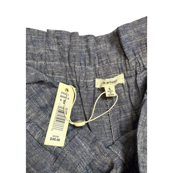 Max Studio Linen Pants Womens Size Small Paperbag Belted Waist Wide Leg Cropped - Picture 2 of 8